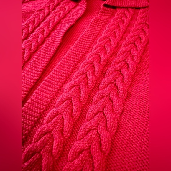 Mercer & Madison 100% Wool Red Cardigan Sweater Size Small cable knit scandi - Picture 5 of 10